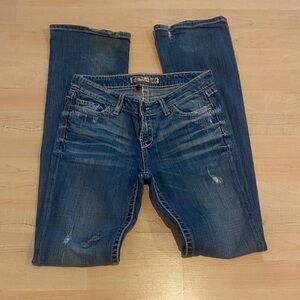 BKE Buckle Bootcut Jeans Size 27x36 Distressed Medium Wash Denim